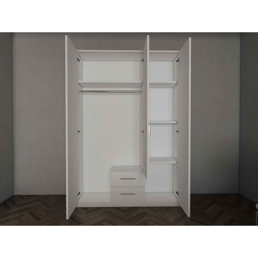 Windsor Gloss Black 3 Door Wardrobe with Mirror and Drawers 120cm
