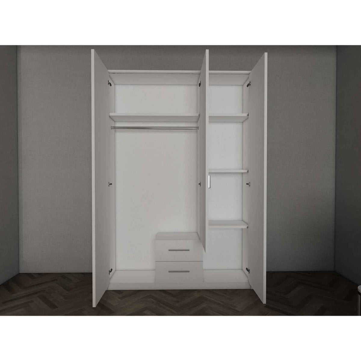 Windsor Gloss Black 3 Door Wardrobe 135cm