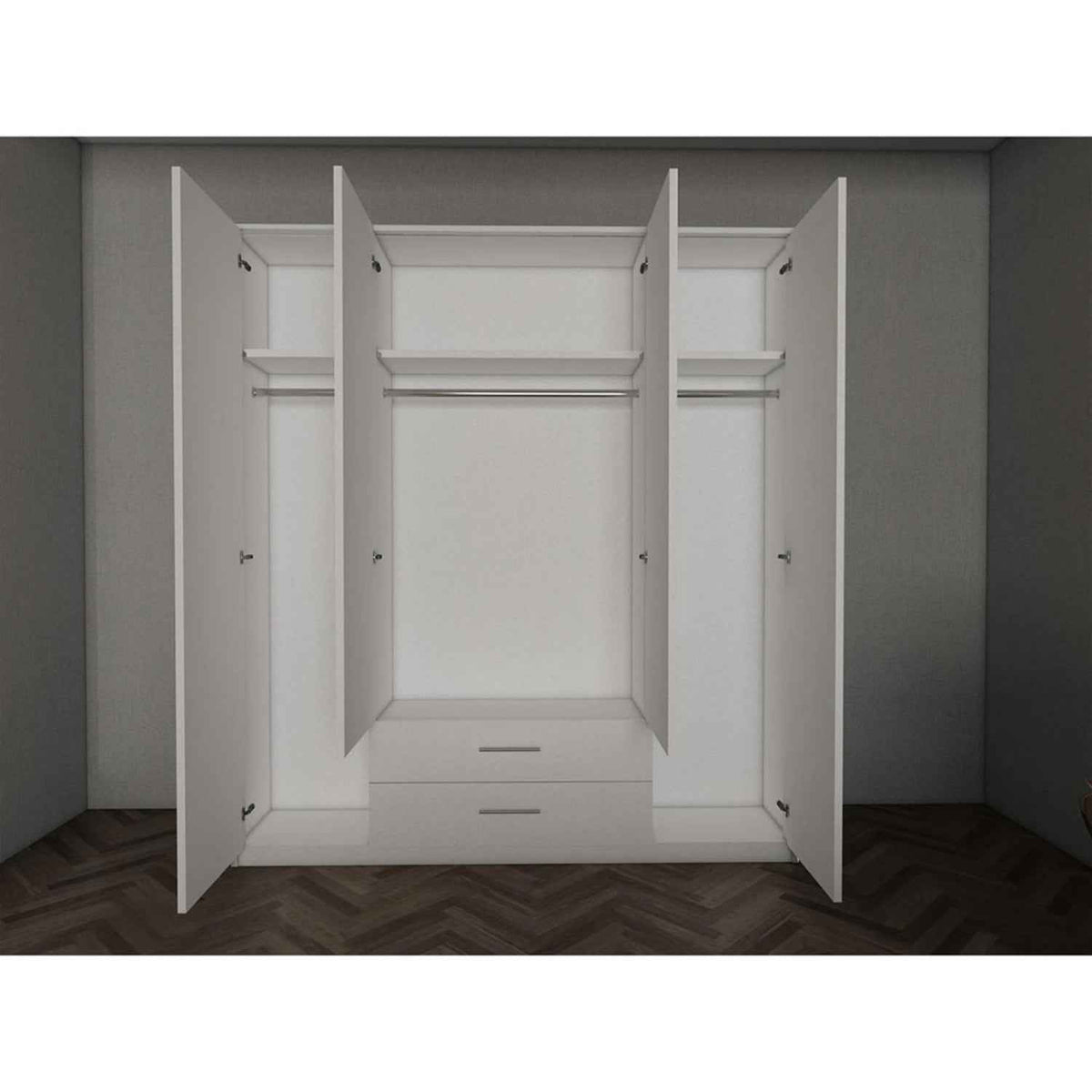 Windsor Gloss Black 4 Door Wardrobe 180cm