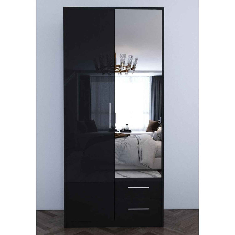 Windsor Gloss Black 2 Door Wardrobe