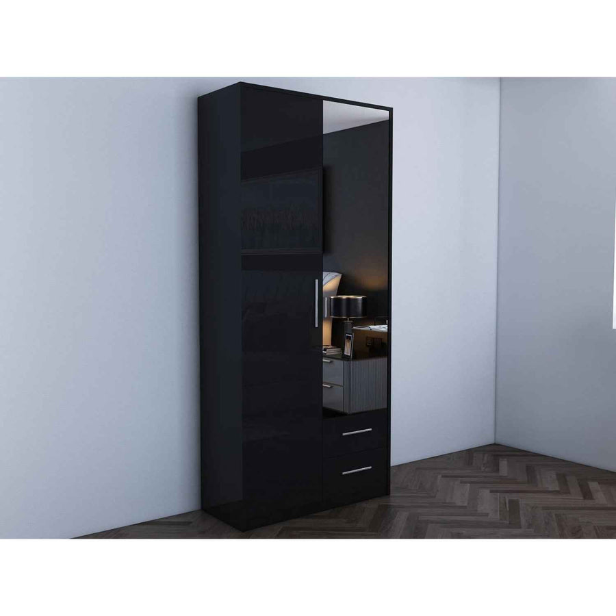 Windsor Gloss Black 2 Door Wardrobe