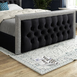 Rincon Glitter Border Upholstered Soft Velvet Designer Bed Frame