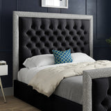 Rincon Glitter Border Upholstered Soft Velvet Designer Bed Frame