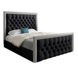 Rincon Glitter Border Upholstered Soft Velvet Designer Bed Frame