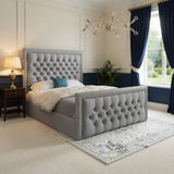 Rincon Glitter Border Upholstered Soft Velvet Designer Bed Frame