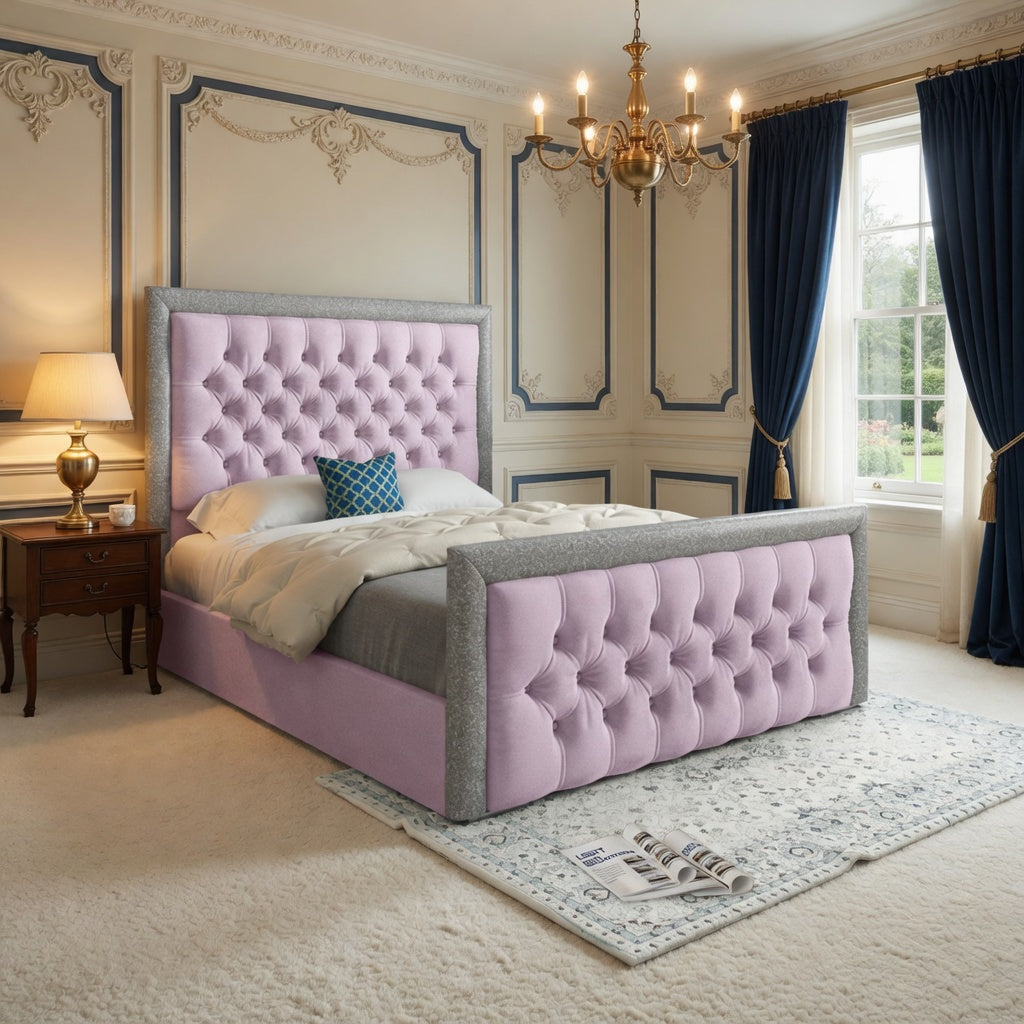 Rincon Glitter Border Upholstered Soft Velvet Designer Bed Frame