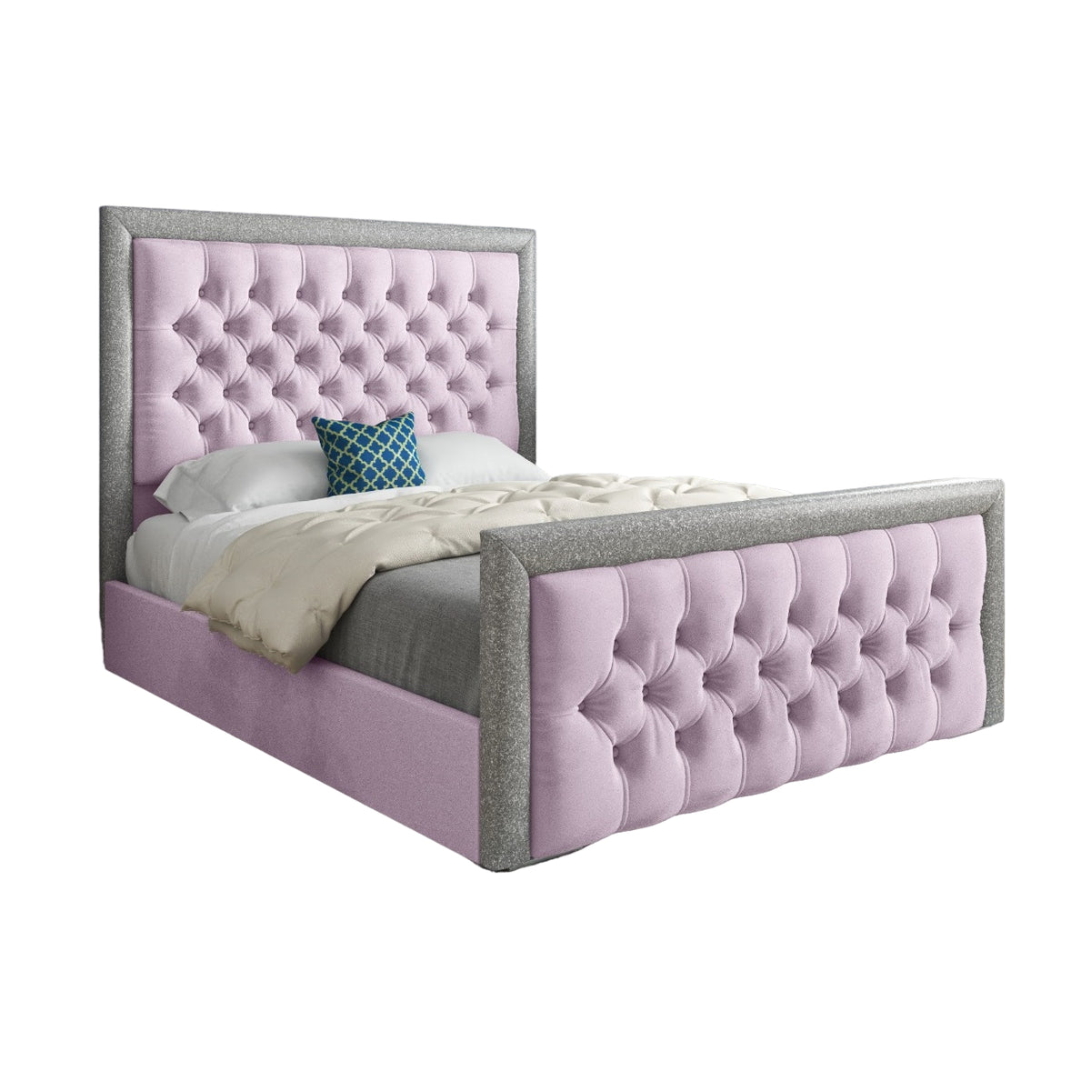 Rincon Glitter Border Upholstered Soft Velvet Designer Bed Frame