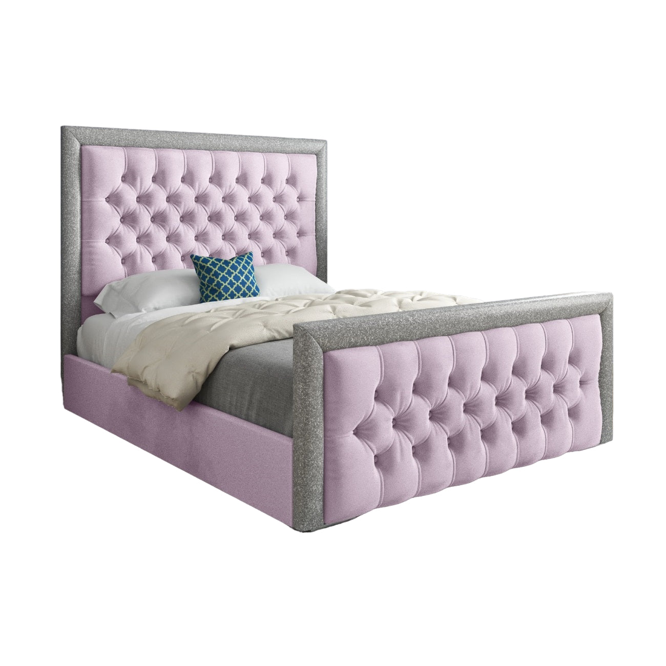 Rincon Glitter Border Upholstered Soft Velvet Designer Bed Frame