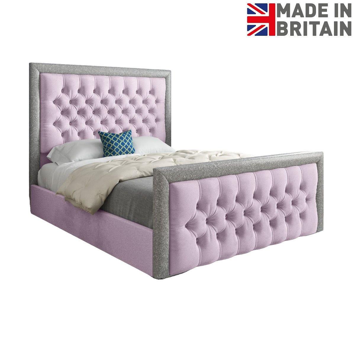Rincon Glitter Border Upholstered Soft Velvet Designer Bed Frame