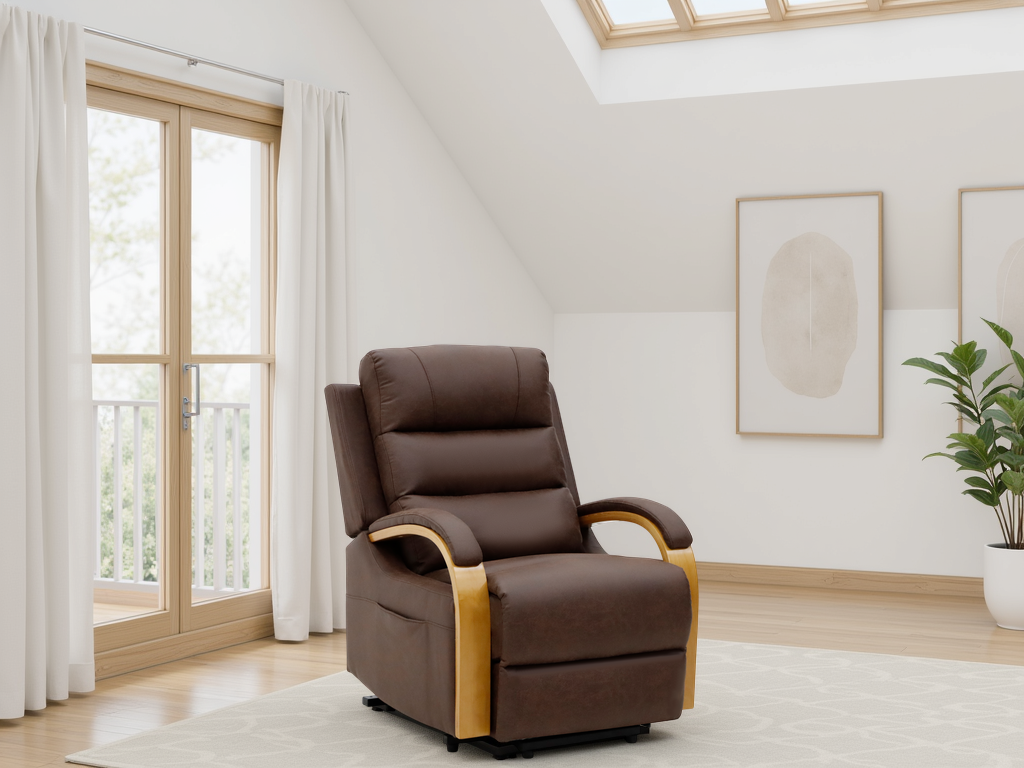 Vigo Electric Reclining Chair In Brown