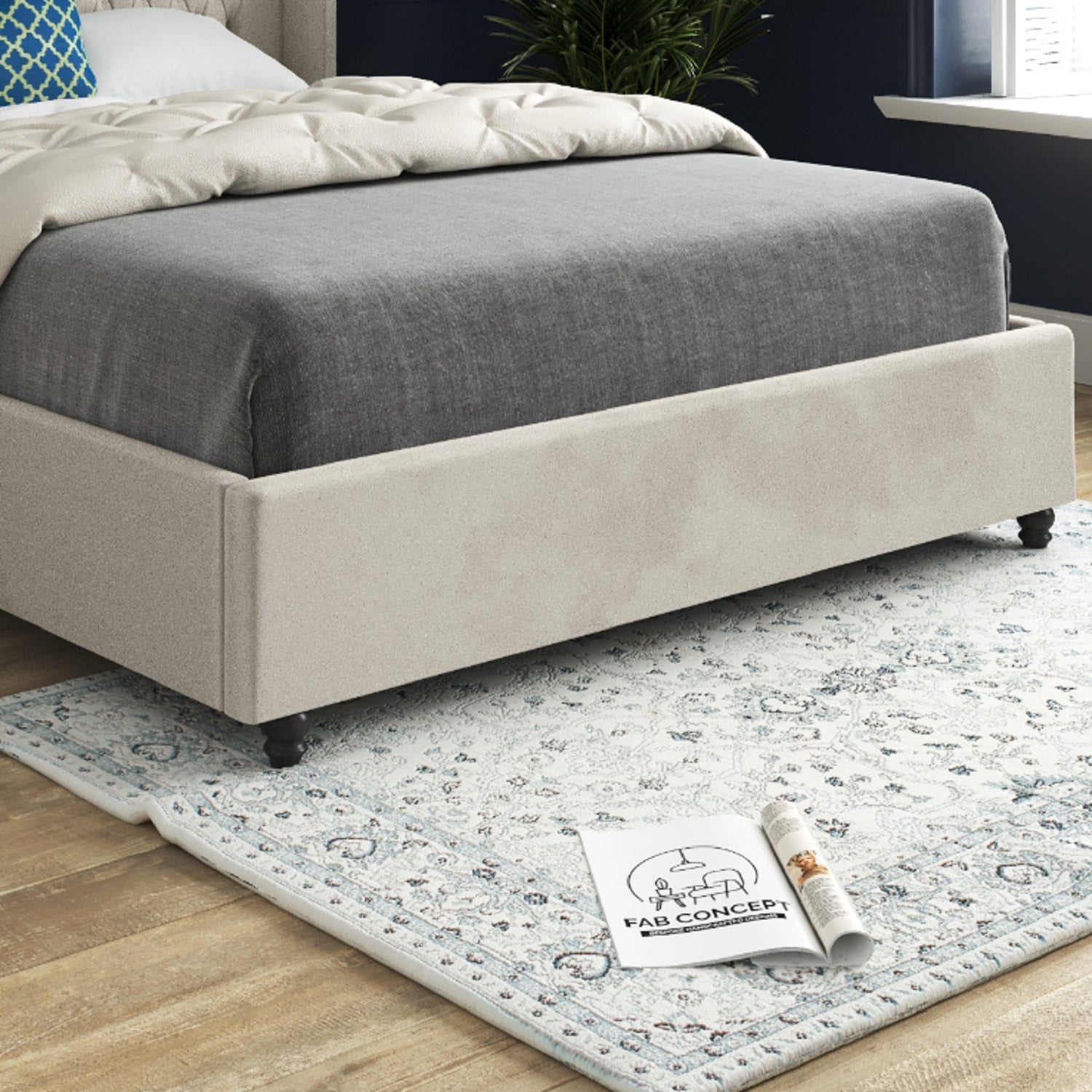 Volta Straight Winged Upholstered Soft Velvet Bed Frame