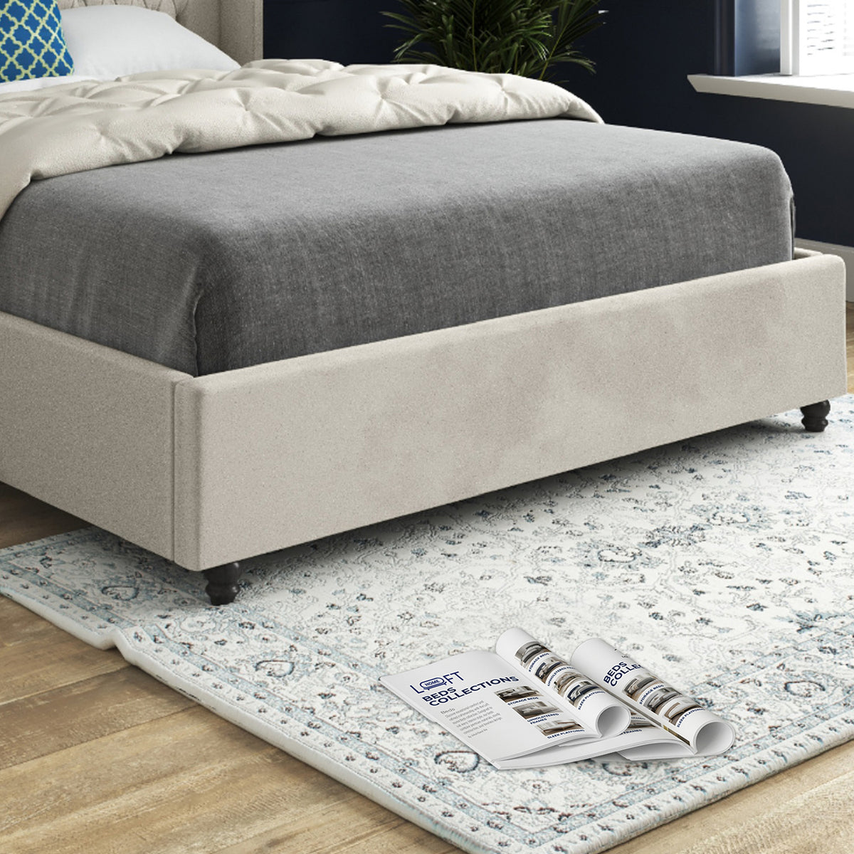 Serenova Straight Winged Upholstered Soft Velvet Designer Bed Frame