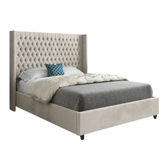 Volta Straight Winged Upholstered Soft Velvet Bed Frame