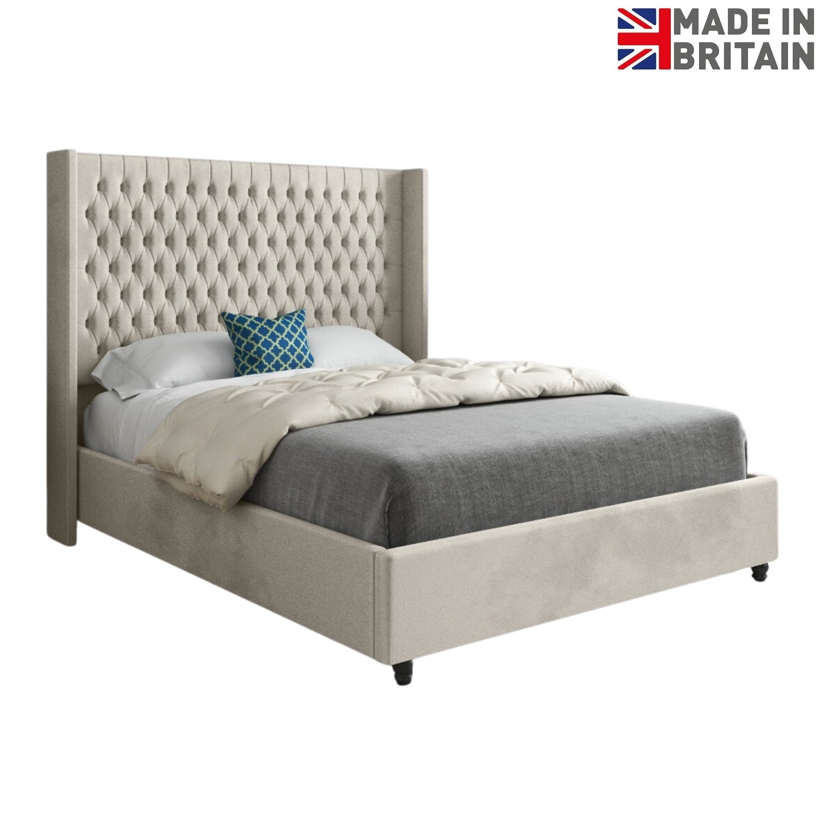 Serenova Straight Winged Upholstered Soft Velvet Designer Bed Frame