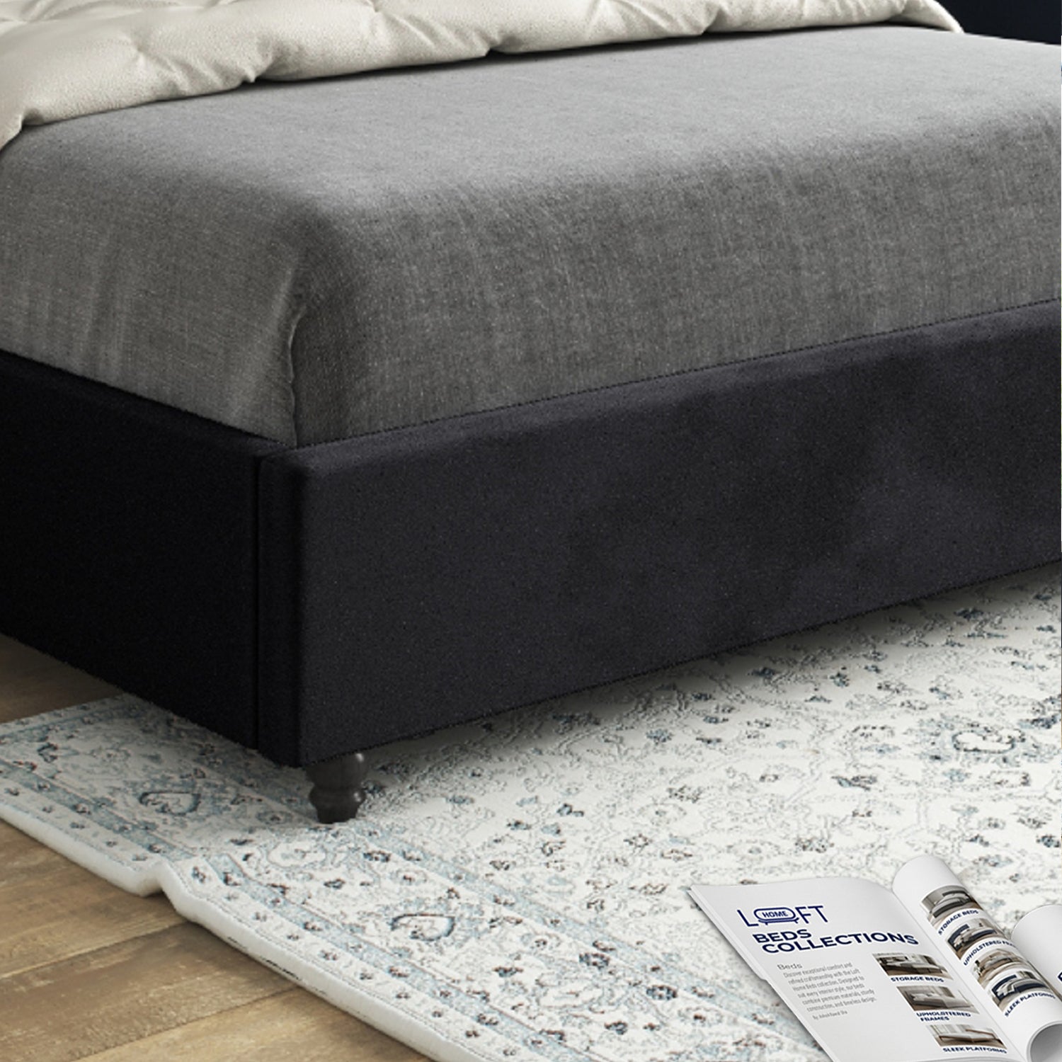Serenova Straight Winged Upholstered Soft Velvet Designer Bed Frame