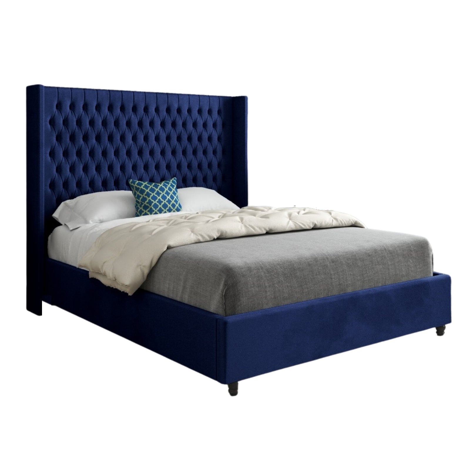 Serenova Straight Winged Upholstered Soft Velvet Designer Bed Frame