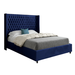 Volta Straight Winged Upholstered Soft Velvet Bed Frame
