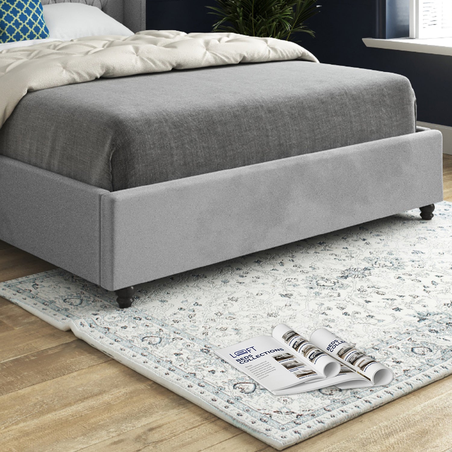 Serenova Straight Winged Upholstered Soft Velvet Designer Bed Frame