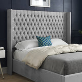 Serenova Straight Winged Upholstered Soft Velvet Designer Bed Frame