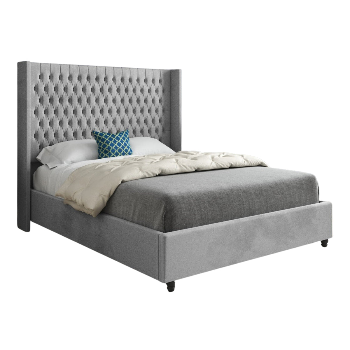 Serenova Straight Winged Upholstered Soft Velvet Designer Bed Frame