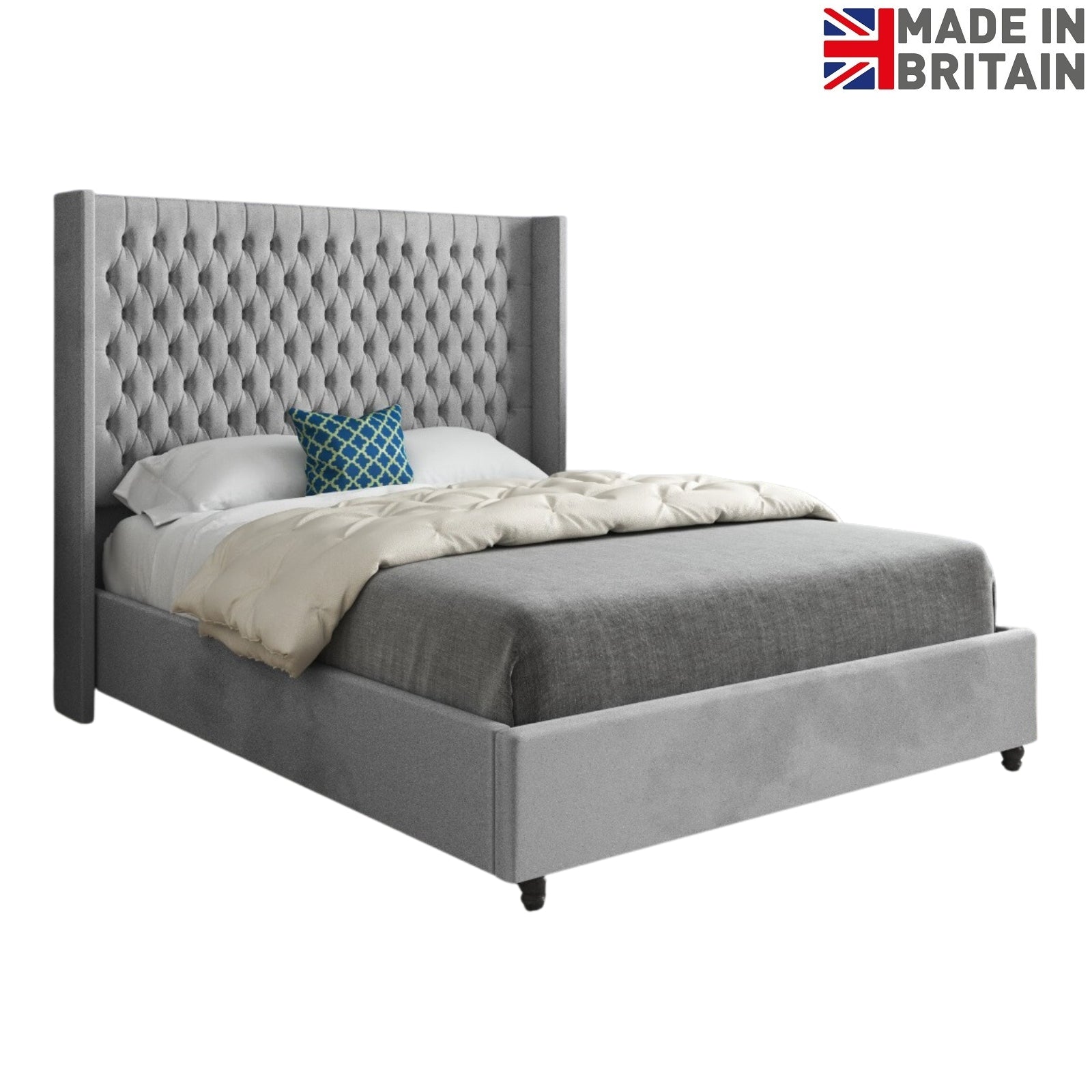 Serenova Straight Winged Upholstered Soft Velvet Designer Bed Frame