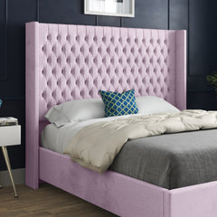 Serenova Straight Winged Upholstered Soft Velvet Designer Bed Frame