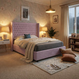 Serenova Straight Winged Upholstered Soft Velvet Designer Bed Frame