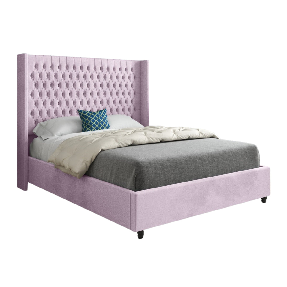 Serenova Straight Winged Upholstered Soft Velvet Designer Bed Frame