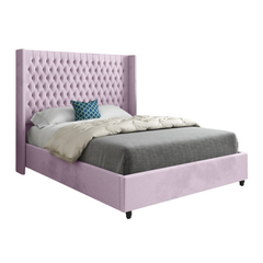 Volta Straight Winged Upholstered Soft Velvet Bed Frame