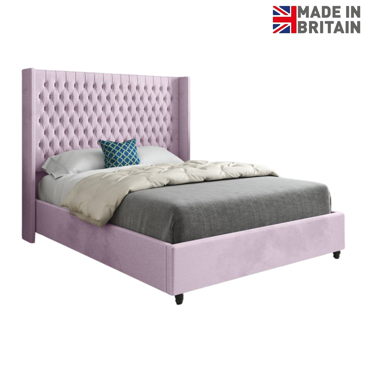 Serenova Straight Winged Upholstered Soft Velvet Designer Bed Frame