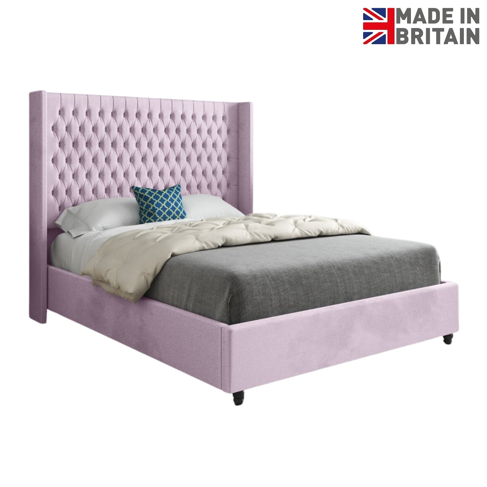 Serenova Straight Winged Upholstered Soft Velvet Designer Bed Frame