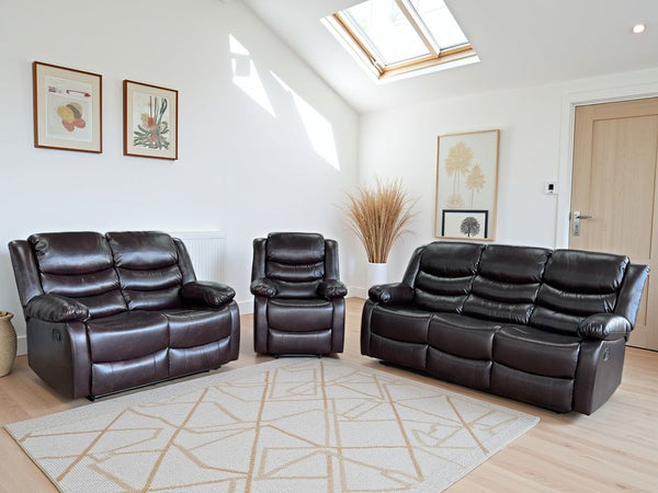 Conrad Manual Recliner Sofa 3+2+1 Set In Brown