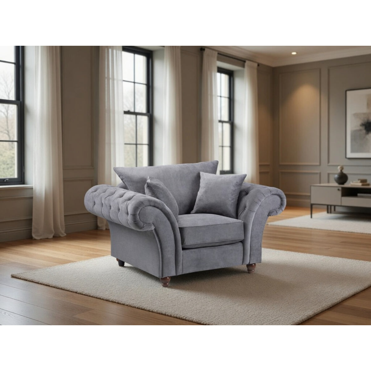 Windsor Fullback Sofa Armchair in Grey