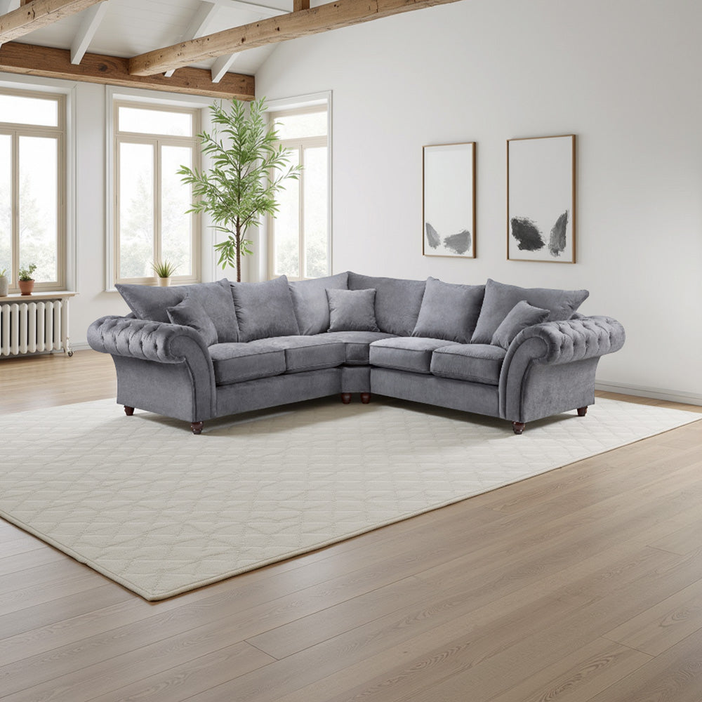 Windsor Fullback Large Corner Sofa In Grey