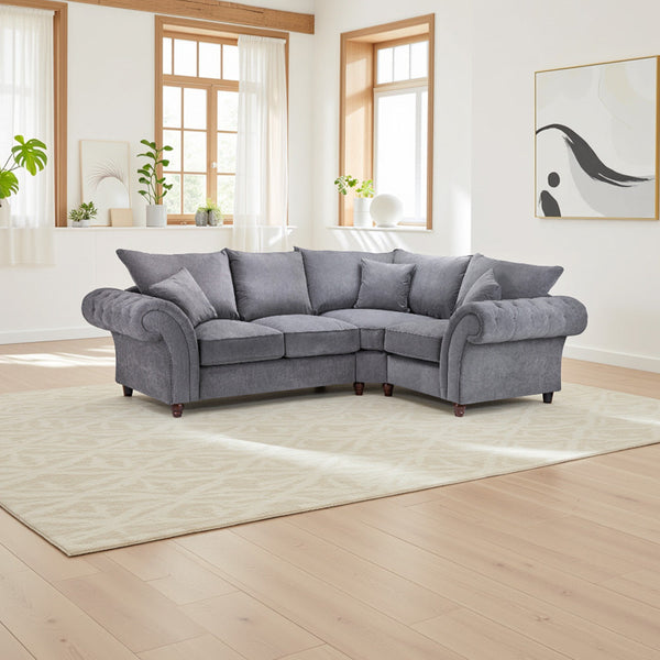 Windsor Fullback Right Hand Facing Corner Sofa In Grey