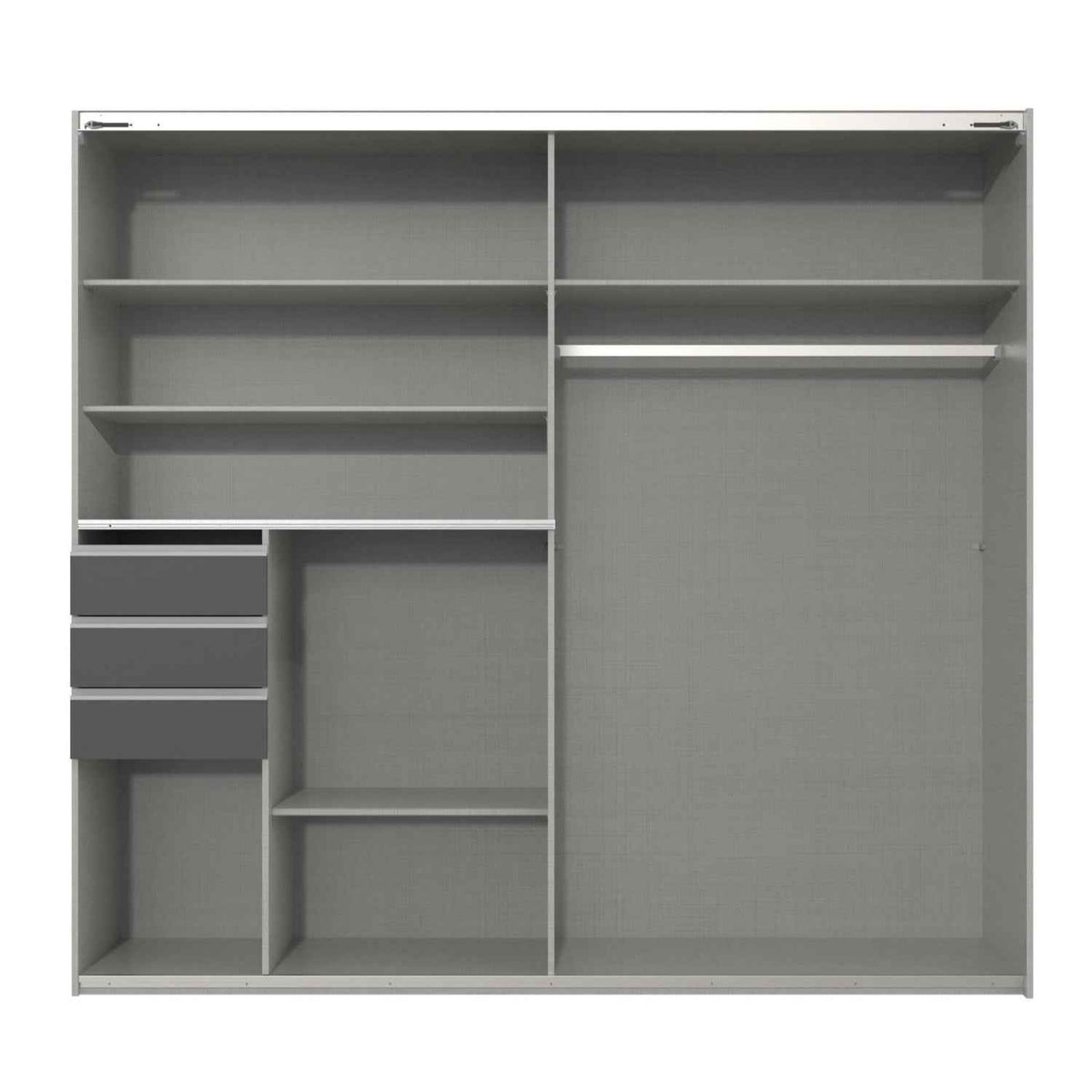 Brighton Sliding Door Wardrobe in Sahara Grey with Oak Slat Effect