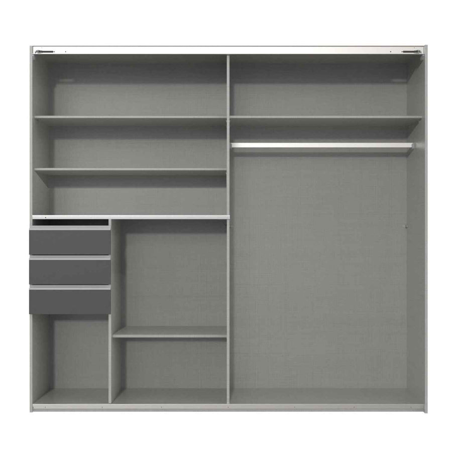 Brighton Sliding Door Wardrobe in Sahara Grey with Oak Slat Effect