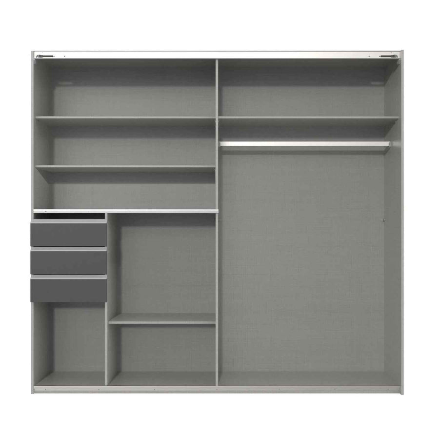 Brighton Sliding Door Wardrobe in White with Oak Slat Effect
