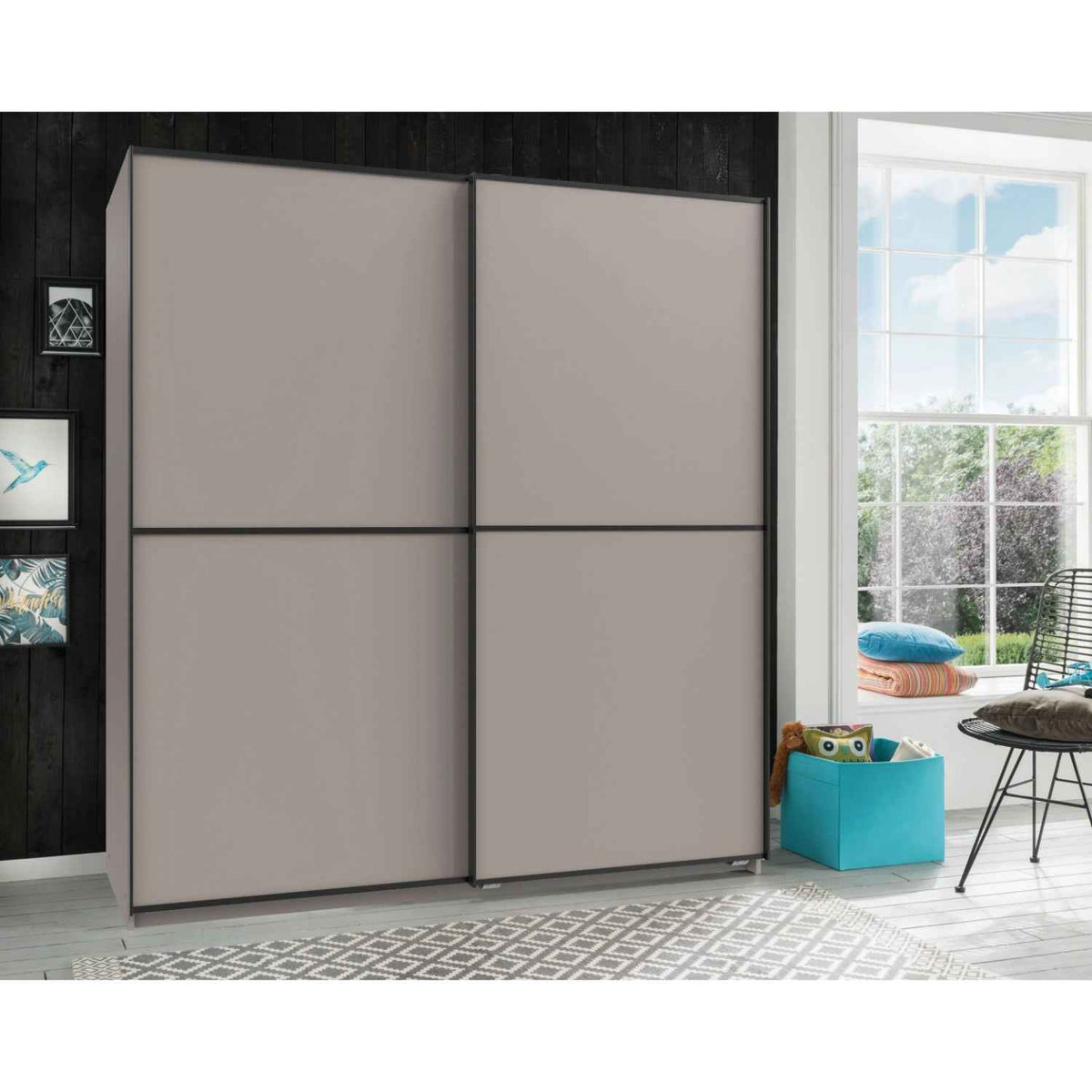 Ludlow 180cm Grey Sliding Door Wardrobe