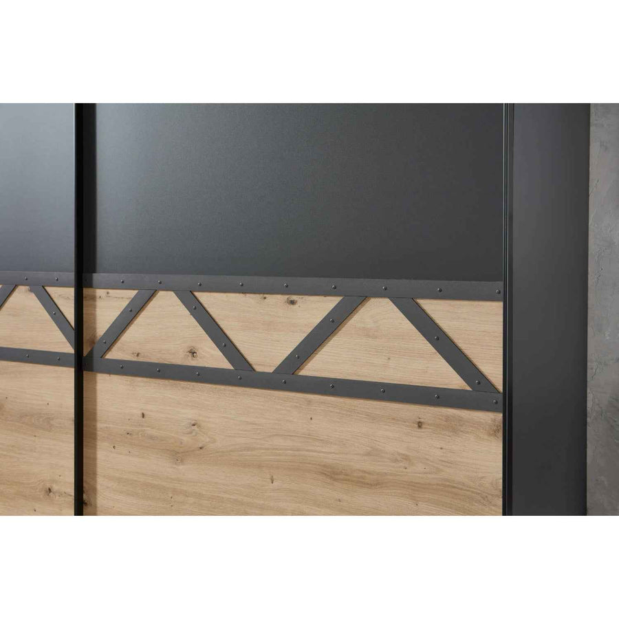 Alderley Graphite & Artisan Oak Sliding Wardrobe