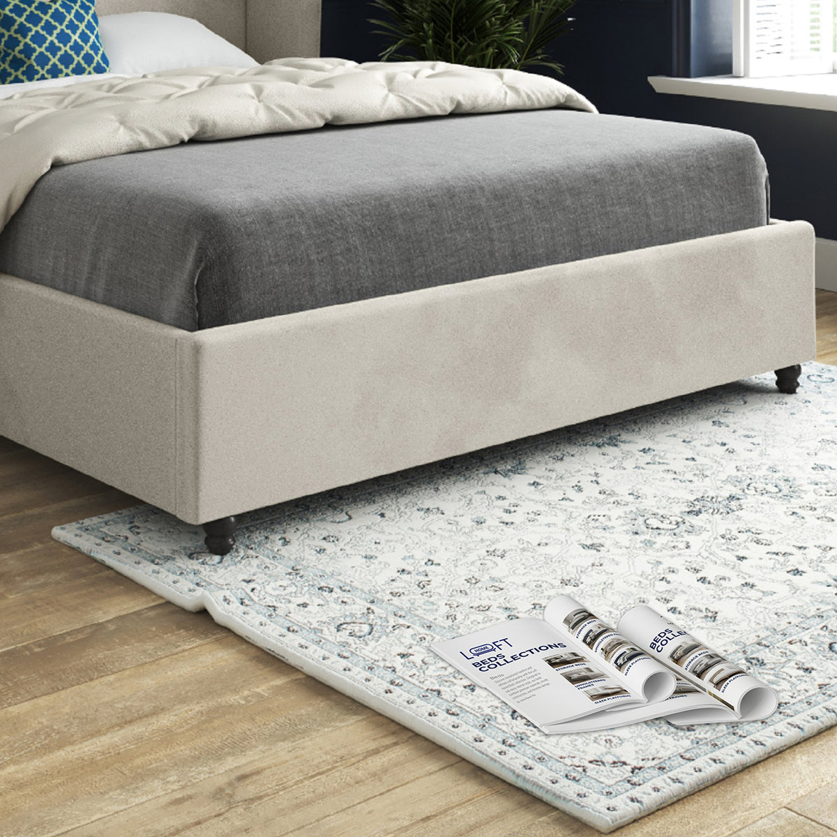 Winchester Curved Top Curved Winged Upholstered Soft Velvet Designer Bed Frame