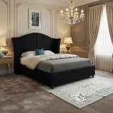 Winchester Curved Top Curved Winged Upholstered Soft Velvet Designer Bed Frame