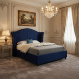 Winchester Curved Top Curved Winged Upholstered Soft Velvet Designer Bed Frame