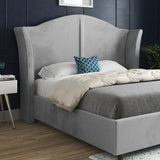 Zampa Curved Top Curved Winged Upholstered Soft Velvet Bed Frame