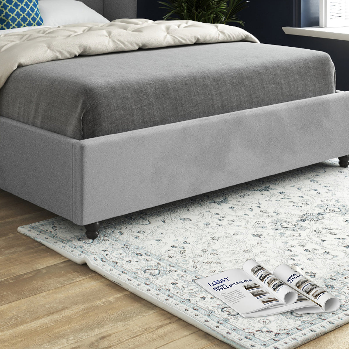 Winchester Curved Top Curved Winged Upholstered Soft Velvet Designer Bed Frame