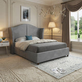 Winchester Curved Top Curved Winged Upholstered Soft Velvet Designer Bed Frame