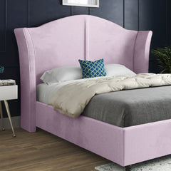 Zampa Curved Top Curved Winged Upholstered Soft Velvet Bed Frame