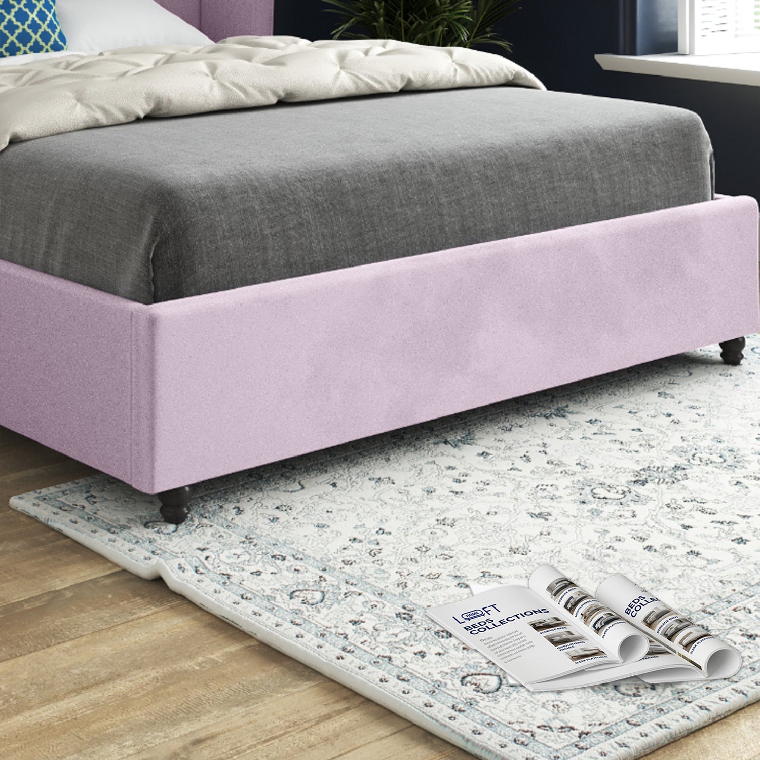 Winchester Curved Top Curved Winged Upholstered Soft Velvet Designer Bed Frame