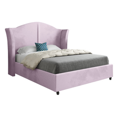 Zampa Curved Top Curved Winged Upholstered Soft Velvet Bed Frame