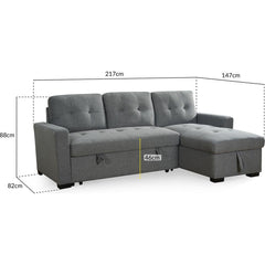 Alder Universal Fabric Corner Sofabed - Grey